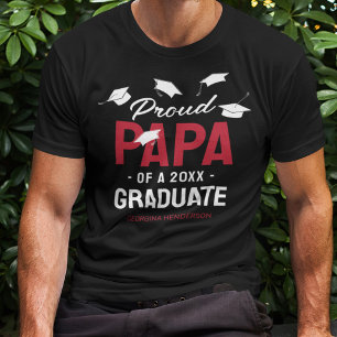 Black Red Proud Papa 2025 Afstuderen T-shirt