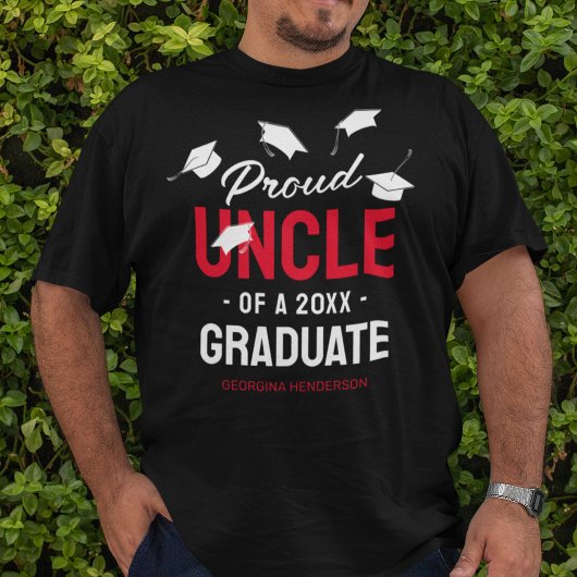 Black Red Proud Uncle 2025 Afstuderen T-shirt
