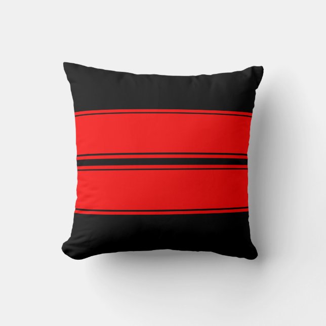 Black Red Race Stripes toevoegen Sierkussen tekst (Voorkant)