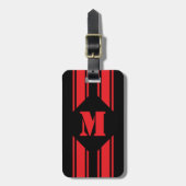 Black Red Racing Stripes Monogram Bagagelabel (Voorkant verticaal)