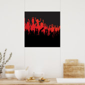 Black Red Rave Dance Muziek Poster (Keuken)