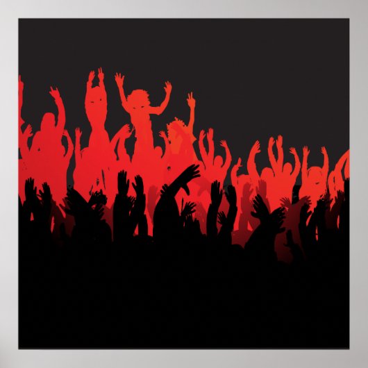 Black Red Rave Dance Muziek Poster (Voorkant)