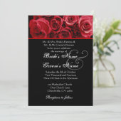Black Red Rose Bouquet Wedding Metallic Paper Kaart (Staand voorkant)