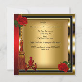 Black Red Rose Gold Masquerade Party Masker Kaart (Achterkant)