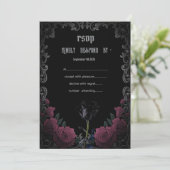  Black Red Roses Gothic  RSVP   Kaart (Staand voorkant)