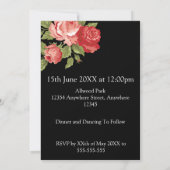 Black & Red Roses Wedding Invitation – Elegant  Kaart (Achterkant)