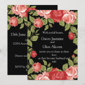 Black & Red Roses Wedding Invitation – Elegant  Kaart (Voorkant / Achterkant)
