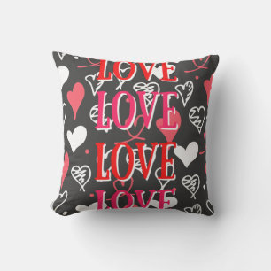 Black Red & Roze "Love"-Sierkussen Kussen