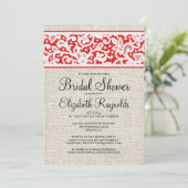 Black Red Rustic Burlap Linen Vrijgezellenfeest In Kaart (Staand voorkant)