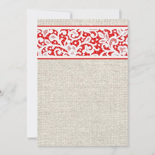 Black Red Rustic Burlap Linen Vrijgezellenfeest In Kaart (Achterkant)