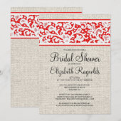 Black Red Rustic Burlap Linen Vrijgezellenfeest In Kaart (Voorkant / Achterkant)