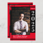 Black Red School Color Afstuderen Foto vastgelegd Kaart (Voorkant / Achterkant)