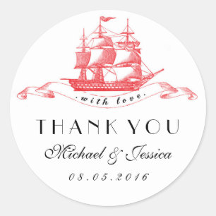 Black Red  Ship Wedding Hartelijk dank Sticker