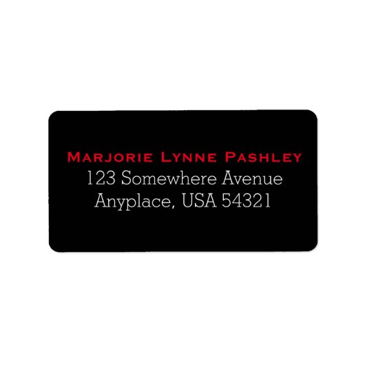 Black Red Simple Plain Adresetiketten Etiket (Voorkant)
