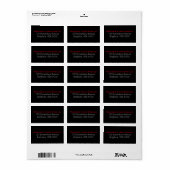 Black Red Simple Plain Adresetiketten Etiket (Full Sheet)
