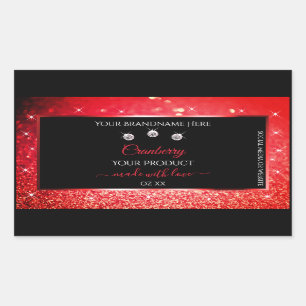 Black Red Sparkle Glitter Product Packaging Labels