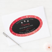 Black Red Sparkle Glitter Product Packaging Labels (Envelop)
