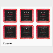 Black Red Sparkle Glitter Product Packaging Labels (Vel)