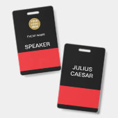 Black Red Speaker Event ID-badge Badge (Voor- en achterkant)