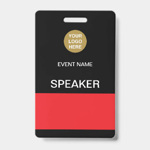 Black Red Speaker Event ID-badge Badge