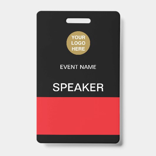Black Red Speaker Event ID-badge Badge (Voorzijde)