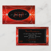 Black Red Squiggings  Sparkle Jewels Monogram Visitekaartje (Voorkant / Achterkant)