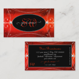 Black Red Squiggings  Sparkle Jewels Monogram Visitekaartje