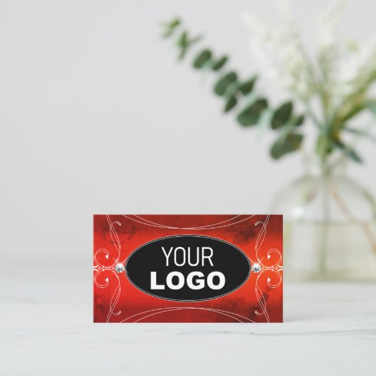 Black Red Squiggings  Sparkle Jewels voegen Logo t Visitekaartje (Staand voorkant)