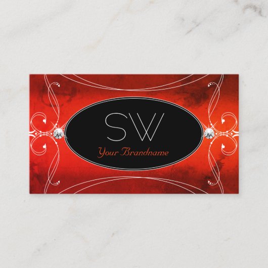 Black Red Squiggins  Sparkle Jewels Initialen Visitekaartje (Voorkant)