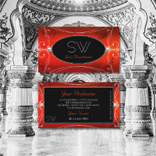 Black Red Squiggins  Sparkle Jewels Initialen Visitekaartje