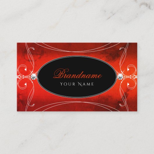 Black Red Squiggled  Ornament Sparkle Jewels Visitekaartje (Voorkant)