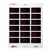 Black Red Star of David Retouradres Etiket (Full Sheet)