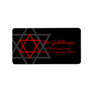 Black Red Star van David Return Address Etiket