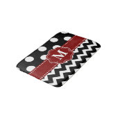 Black Red Stippen Monogram Bathmat Badmat (Gekanteld)