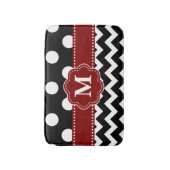 Black Red Stippen Monogram Bathmat Badmat (Voorkant Verticaal)