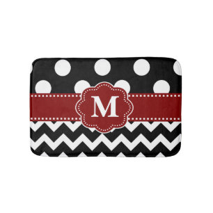 Black Red Stippen Monogram Bathmat Badmat