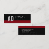 Black Red Stripe Grey Monogram Slim Visitekaartje (Voorkant / Achterkant)