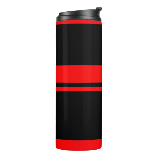 Black & Red Stripes Tumbler Thermosbeker (Gedraaid links)