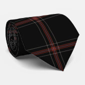 Black Red Tartan Pset Flannel Stropdas (Opgerold)