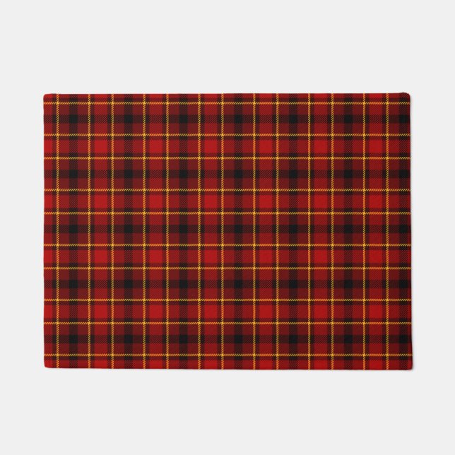 Black Red Tartan Pset Holiday Design Kerstmis Deurmat (Voorkant)