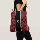 Black Red Tartan Pset Monogram Canvas tas (Dichtbij)