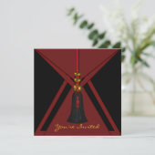Black Red Tassel Birthday Party Kaart (Staand voorkant)
