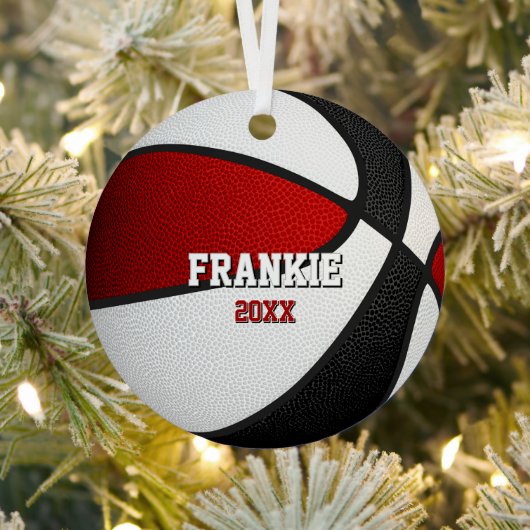 black red team colors keepsake basketball metalen ornament (Insitu)