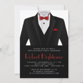 Black Red Tuxedo Mens Birthday Party Kaart (Voorkant)
