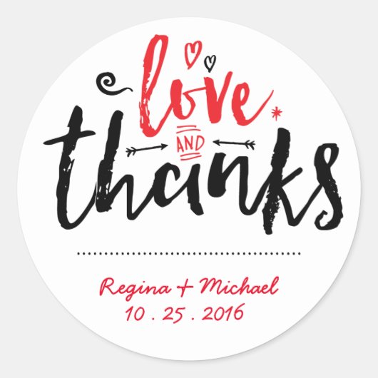 Black Red Typography Wedding Bedankt Sticker (Voorkant)