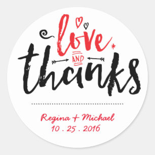 Black Red Typography Wedding Bedankt Sticker