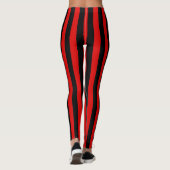 Black Red Vertical Wide Stripe Womens Sexy Leggings (Achterkant)