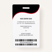 Black Red Wave Business Logo Photo Employee Name Badge (Achterkant)