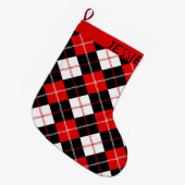 Black Red White Argyle op maat Grote Kerstsok (Voorkant (Hangend))