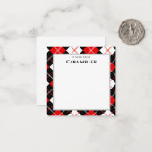 Black Red White Argyle op maat Notitiekaartje (Voorkant / Achterkant in situ)